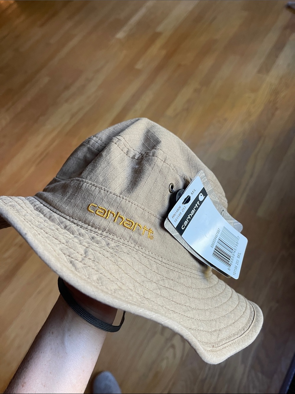 Carhartt Tan Bucket Hat with Embroidered Logo